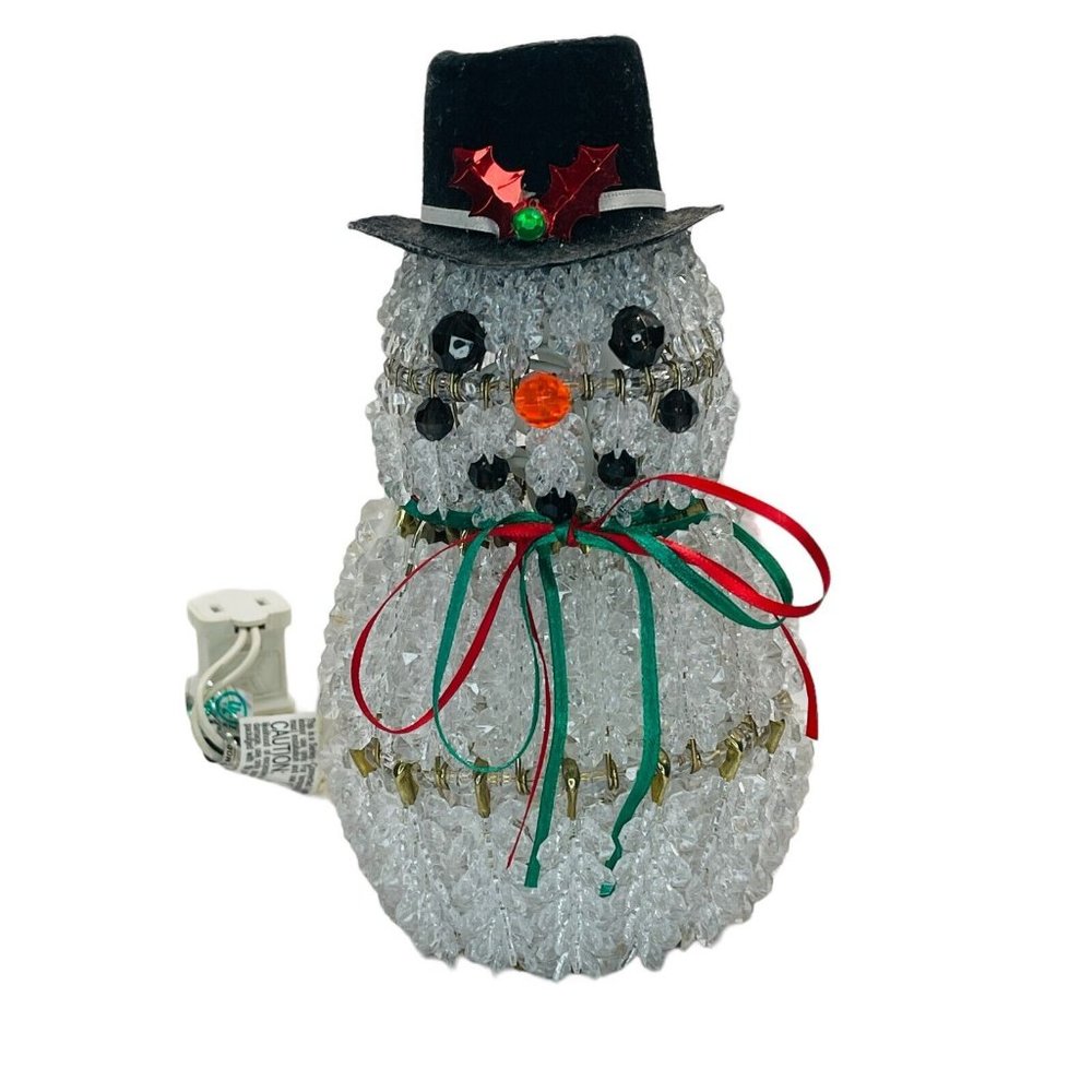 Vintage Christmas Holidays Indoor Beaded Snowman Light Up Decoration